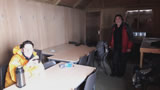 Inside the hut