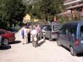 Boarding the taxis for the journey back to Cangas